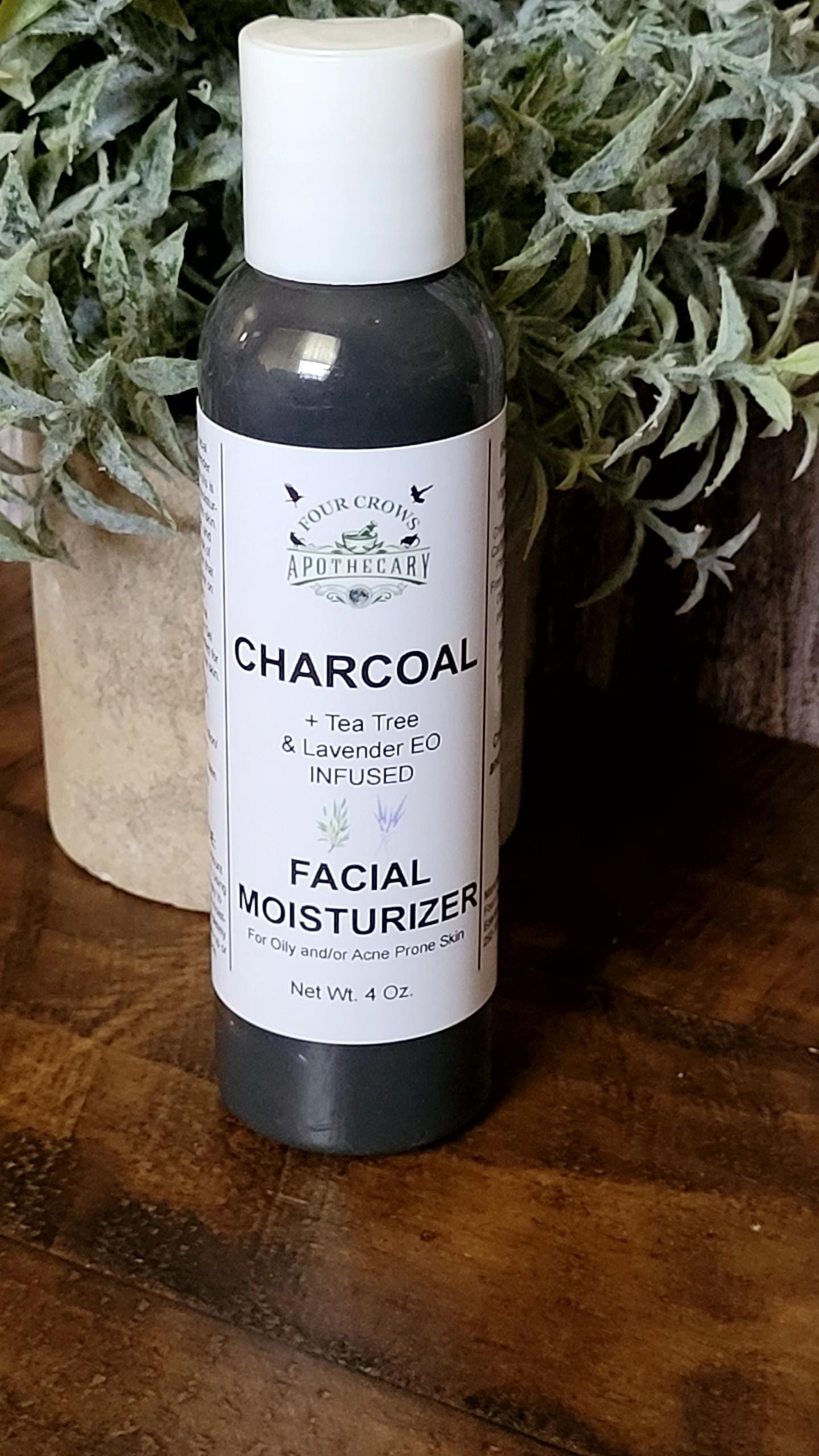 Paraben Free Charcoal Gel Facial Cleanser and Moisturizer with Tea Tree and Lavender Essential Oils