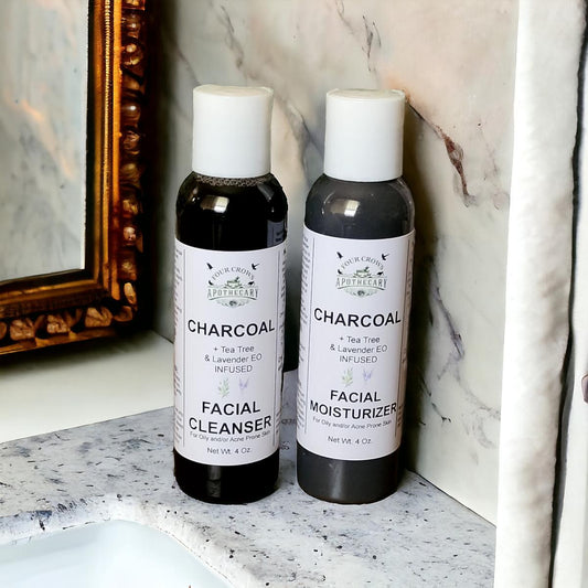 Paraben Free Charcoal Gel Facial Cleanser and Moisturizer with Tea Tree and Lavender Essential Oils