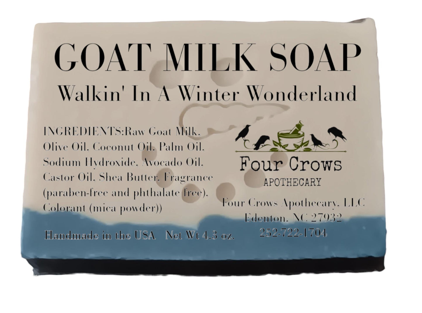Goat Milk Soap Bar "Walkin' In A Winter Wonderland" Natural Paraben Free Moisturizing