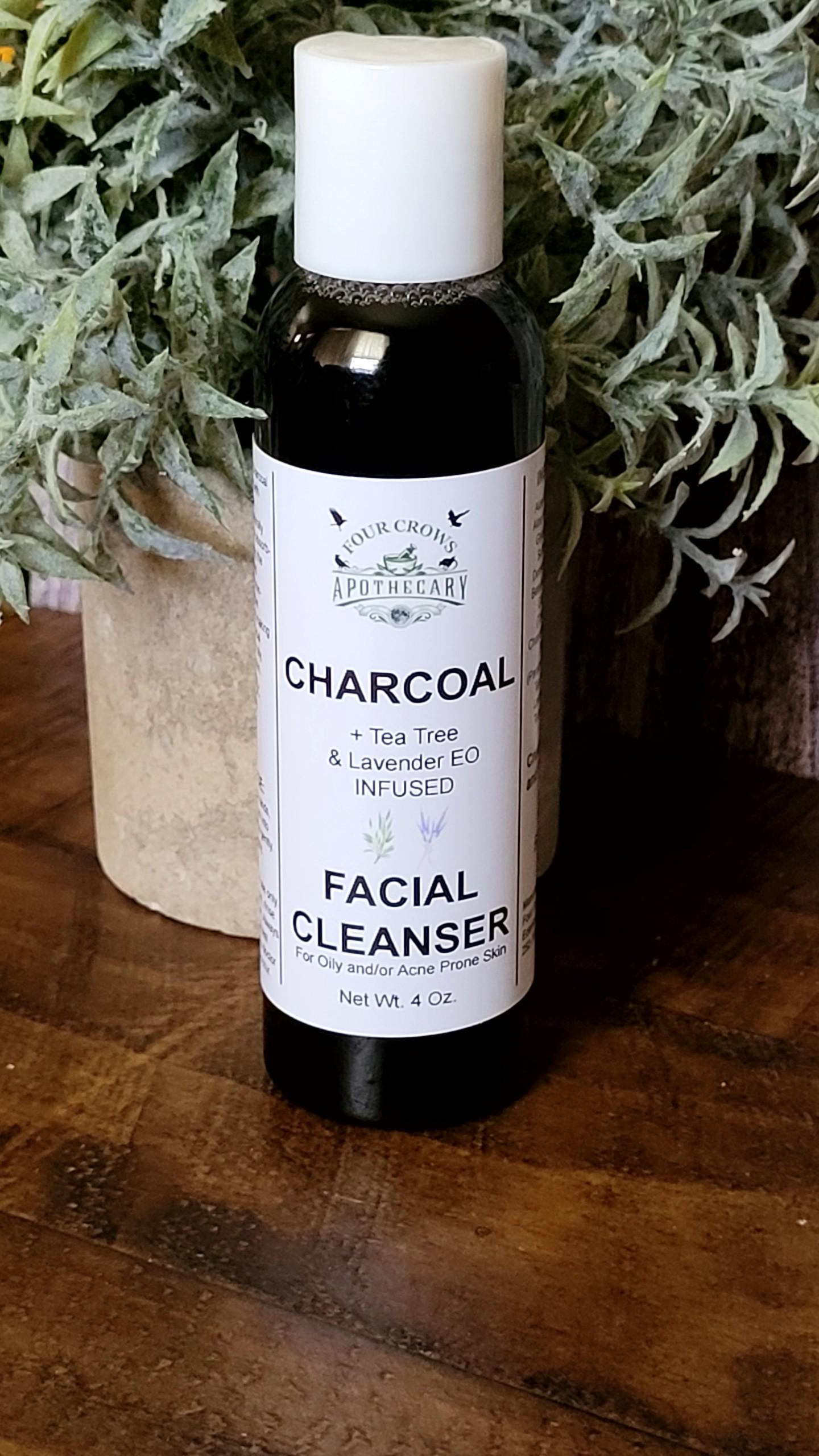 Paraben Free Charcoal Gel Facial Cleanser and Moisturizer with Tea Tree and Lavender Essential Oils