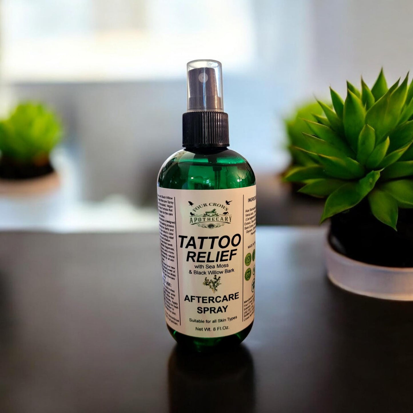 All Natural Tattoo Relief Aftercare Spray with Sea Moss and Black Willow Bark | Vegan | Paraben Free | No Harsh Chemicals | All Skin Types
